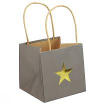 Itens Sacos de papel com estrela e alça cinza sortido 12×12×12cm 9uns