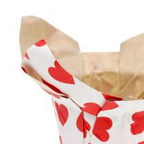 Pote de papel com corações branco-vermelho Ø8cm H6.5cm 8pcs