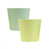 Itens Pote de papel, mini vaso de plantas, cachepot azul/verde Ø9cm H7.5cm 4pcs