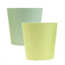 Itens Pote de papel, cachepot, plantador azul/verde Ø11cm H10cm 4pcs