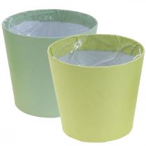 Cachepot de papel, plantador, vaso de ervas azul/verde Ø15cm H13cm 4pcs