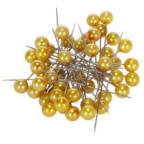Itens Alfinetes cabeça pérola ouro Ø10mm 60mm 50p