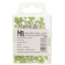 Itens Alfinetes florais com cabeça de pérola verde, uso versátil, Ø4mm, 40mm, 150 peças