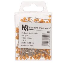 Itens Alfinetes com cabeça de pérola laranja para arranjos florais, Ø4mm, 40mm, 150 peças