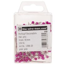 Itens Alfinetes florais com cabeça de pérola, rosa, Ø4mm, 40mm, 150 peças