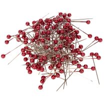 Itens Alfinetes decorativos com cabeça de pérola vermelha para floristas, Ø4mm, 40mm, 150 peças