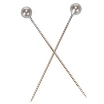 Itens Alfinetes decorativos e para arranjos florais com cabeça de pérola, prateados, Ø4mm, 40mm, 150 peças