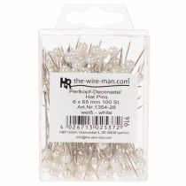 Itens Alfinetes com cabeça de pérola Ø6mm 65mm Branco