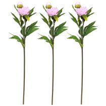 Itens Flores artificiais de peônia rosa com haste longa 70 cm 3 unidades