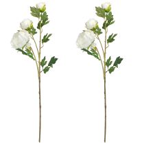 Itens Peônias Artificiais com 3 Flores Branco Creme 81cm 2pcs