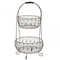 Suporte para plantas suporte de cesta de metal vintage 2 níveis 62cm