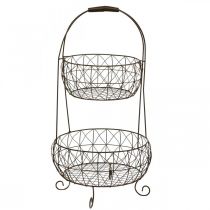 Suporte para cesta de metal vintage Plant Etagere, 2 camadas, 62 cm