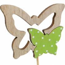 Plugue borboleta em vara de madeira decoração de primavera 16pcs