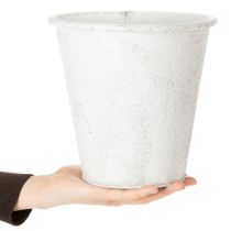 Itens Vaso de plantas com ornamentos, decoração em metal branco e cinza, Ø20,5cm A19,5cm