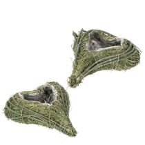 Itens Coração vegetal feito de material natural com inserção de folha metálica, 22 cm, 2 peças