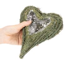 Itens Coração vegetal feito de material natural com inserção de folha metálica, 22 cm, 2 peças