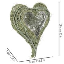 Itens Vaso em formato de coração feito de grama natural com folha para plantio, 38 cm