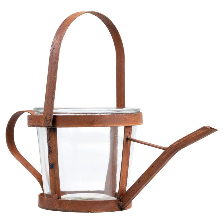 Regador decoração lanterna vaso de plantas decoração de jardim ferrugem 29cm