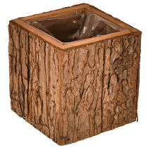 Itens Floreira quadrada de madeira com casca de pinheiro e floreira 12×12cm