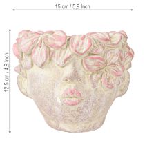 Itens Vaso de flores com cabeça de planta para pendurar, aparência de concreto, rosa, altura 13 cm