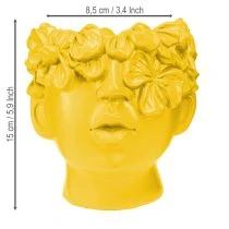 Itens Busto de cabeça de planta em poliresina amarelo 13,5×13×14cm