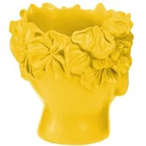 Itens Busto de cabeça de planta em poliresina amarelo 13,5×13×14cm