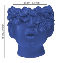Itens Cabeça de planta Busto de poliresina Plantador Azul 13,5×13×14cm