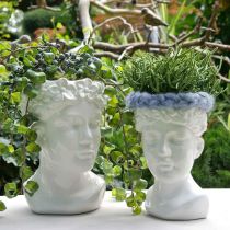 Planta busto mulher vaso de cerâmica branca vaso de flores Altura 22,5 cm
