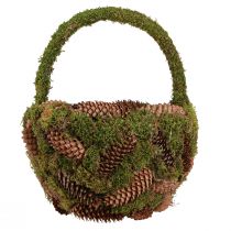 Itens Cesto rústico para plantas com musgo e pinhas - cesto decorativo com alça Ø32cm A42cm - versátil para decoração de jardim e casa.