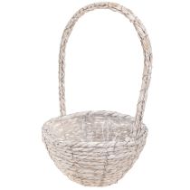 Itens Conjunto de 2 cestos para plantas, palha, natural, branco, Ø23/28, estilo shabby chic
