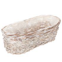 Itens Vaso de plantas em forma de cesto com revestimento de folha metálica, oval, branco, 37 cm
