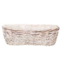 Itens Vaso de plantas em forma de cesto com revestimento de folha metálica, oval, branco, 37 cm