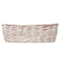Itens Vaso de plantas em forma de cesto com revestimento de folha metálica, oval, branco, 37 cm