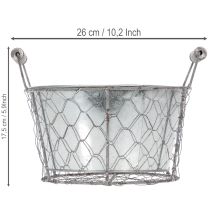 Itens Cesto para plantas com divisórias, cesto de arame, floreira, prata primavera, branco lavado, estilo shabby chic, Ø22cm A17,5cm