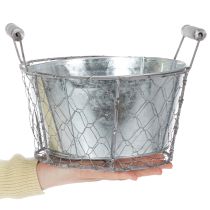 Itens Cesto para plantas com divisórias, cesto de arame, floreira, prata primavera, branco lavado, estilo shabby chic, Ø22cm A17,5cm