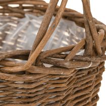 Itens Cesta para plantas com alça oval salgueiro marrom 28/24cm conjunto de 2
