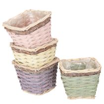 Itens Cesto quadrado para plantas com revestimento metalizado, vaso decorativo, 14 cm, 4 peças