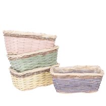 Itens Cesto retangular para plantas com revestimento metalizado, cesto decorativo, floreira, 25 cm, conjunto com 4 peças