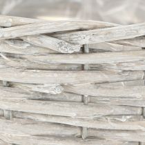 Itens Conjunto de cestos de vime para plantas, branco e cinza, estilo shabby chic, 3 peças