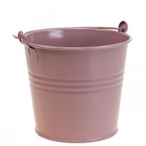 Vaso antigo balde de metal decorativo rosa velho Ø16cm A24cm