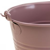 Vaso antigo balde de metal decorativo rosa velho Ø16cm A24cm