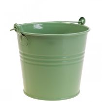 Floreira balde de metal decorativo vintage verde claro Ø16cm A24cm