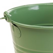 Floreira balde de metal decorativo vintage verde claro Ø16cm A24cm