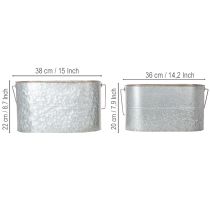 Itens Vaso de plantas com alça, vaso de metal, floreira, prata, marrom, A22/20cm L42/40cm, conjunto de 2