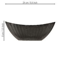 Itens Vaso para plantas com ranhuras, barco para plantio, antracite, 24 cm