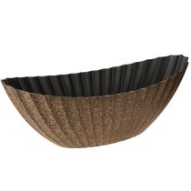 Itens Vaso para plantas com ranhuras oval antracite dourado 41,5×16×16cm