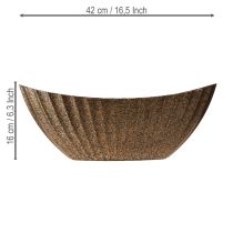 Itens Vaso para plantas com ranhuras oval antracite dourado 41,5×16×16cm