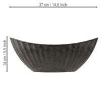 Itens Vaso para plantas com ranhuras oval barco antracite 36cm