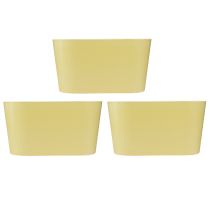 Itens Vaso decorativo oval amarelo para plantas, plástico, 20×10×11cm, 3 unidades
