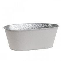 Tigela para plantas Tigela para flores de metal oval creme 25x14,5x10cm